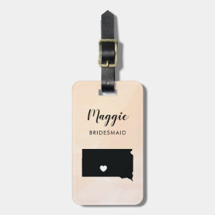 South Dakota Map Luggage Tag, Wedding Party Tag