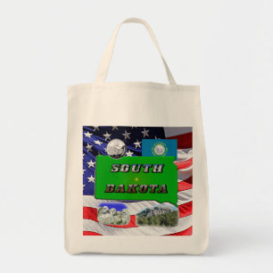 South Dakota Map, Photo Text, Faux Quarter Tote Bag