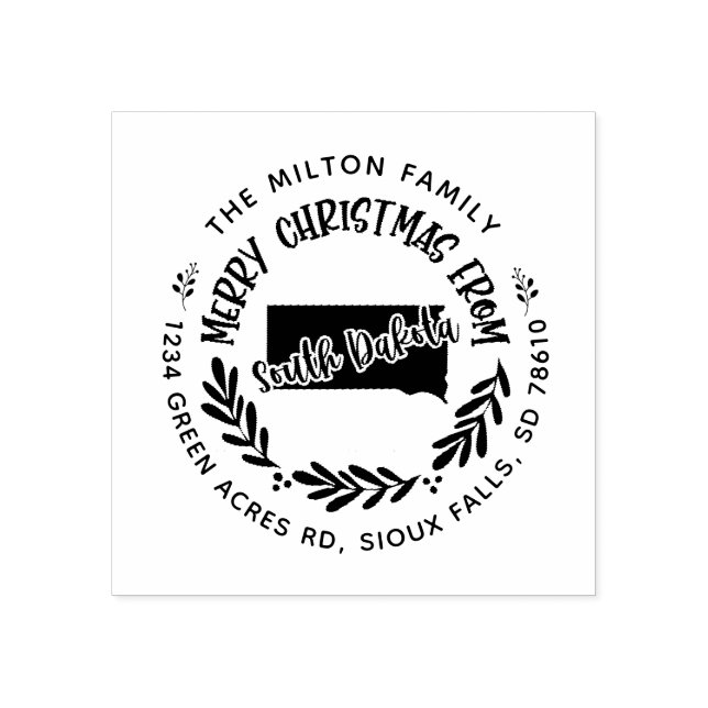 south dakota merry christmas return address rubber stamp (Imprint)