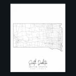 South Dakota Minimal Street Map Poster<br><div class="desc">South Dakota Minimal Street Map</div>