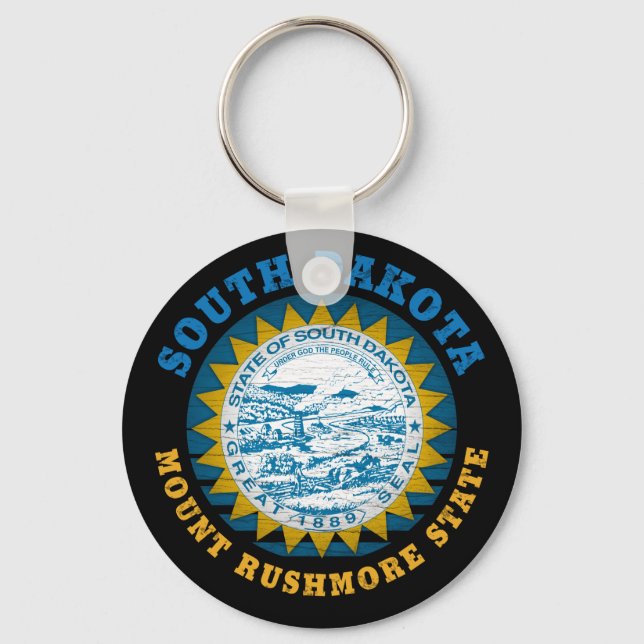 SOUTH DAKOTA MOUNT RUSHMORE STATE FLAG KEY RING (Front)