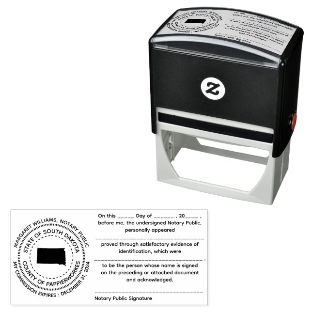 South Dakota Notary Public Acknowledgement Stamp (In Situ)