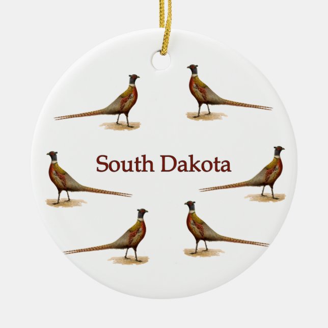 South Dakota Pheasants Ceramic Tree Decoration (Front)