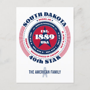 South Dakota, Pierre, SD, Patriotic, Monogram Postcard