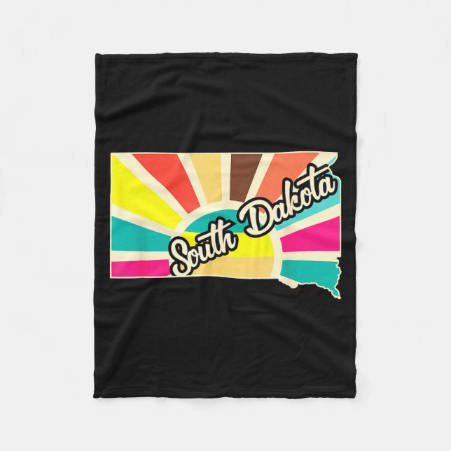 South dakota pride retro state design map art fleece blanket (Front)