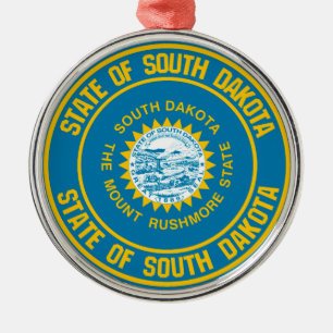 South Dakota Round Emblem Metal Tree Decoration