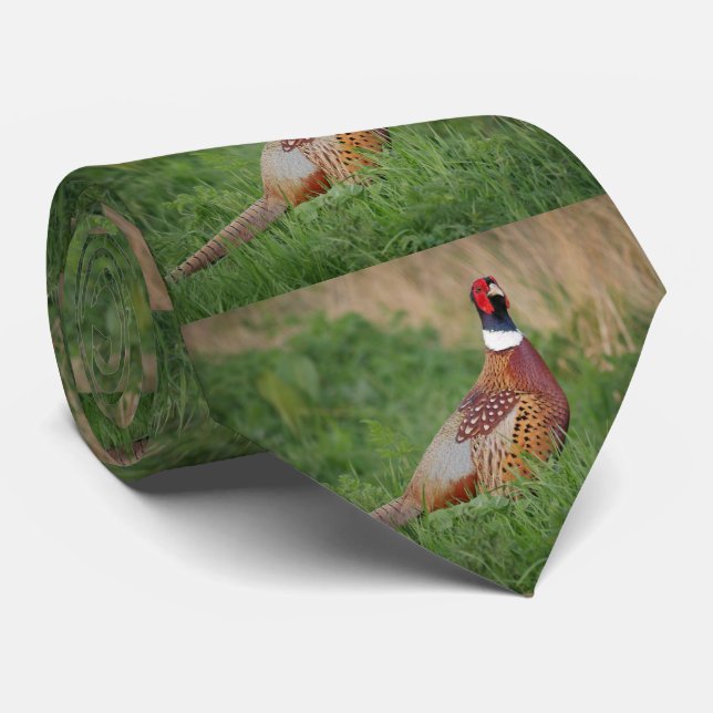 South Dakota State Bird Ring Necked Pheasant Mens Tie (Rolled)