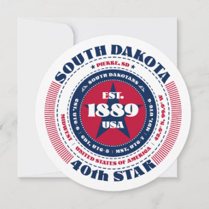 South Dakota State Circular Typography Flat Card