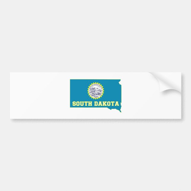 South Dakota State Flag and Map Bumper Sticker (Front)