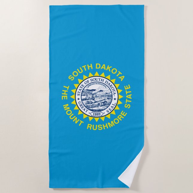 South Dakota State Flag Design on a Beach Towel (Front)