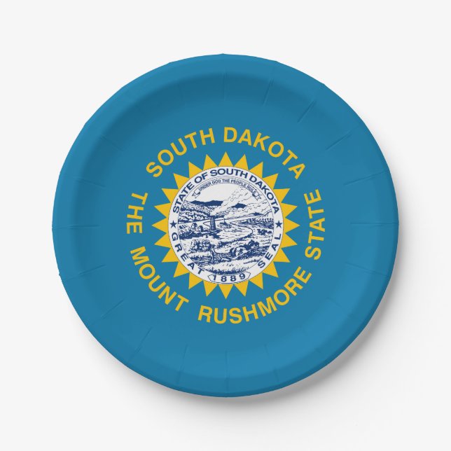 South Dakota State Flag Paper Plate (Front)