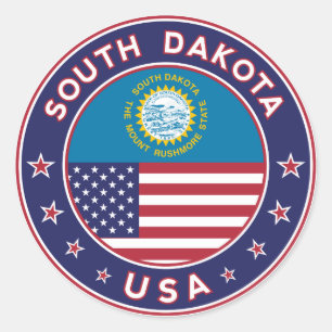 South Dakota sticker, phone case, tote bag Classic Round Sticker