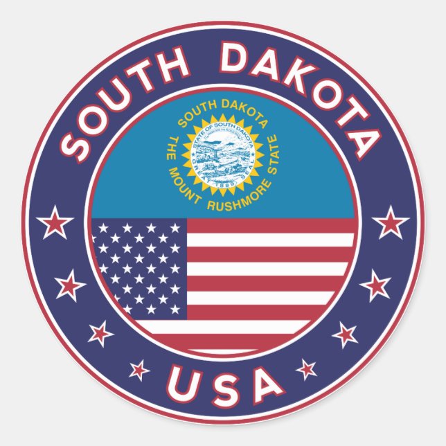 South Dakota sticker, phone case, tote bag Classic Round Sticker (Front)