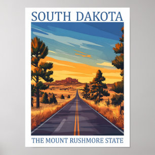 South Dakota the Mount Rushmore State USA Travel  Poster