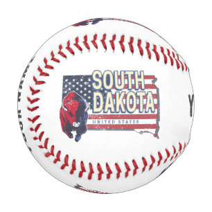 South Dakota United States Retro State Map Vintage Baseball