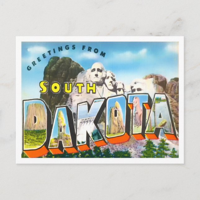 South Dakota Vintage Big Letters Postcard (Front)