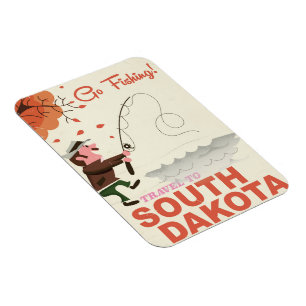 South Dakota vintage fishing vacation poster Magnet