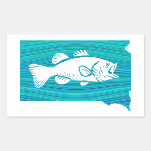 South Dakota Wave Fishing Rectangular Sticker