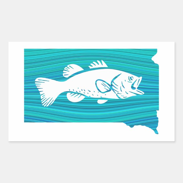 South Dakota Wave Fishing Rectangular Sticker (Front)