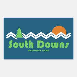 South Downs National Park Retro Rectangular Sticker
