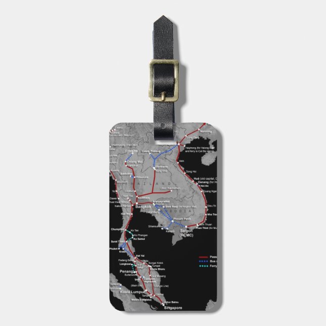 South East Asia train map luggage label (Front Vertical)