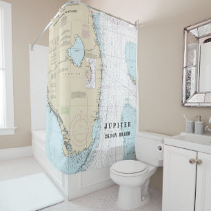 South Florida Latitude Longitude Nautical Chart Shower Curtain
