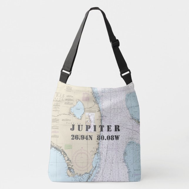 South Florida Latitude Longitude Nautical Theme Crossbody Bag (Front)