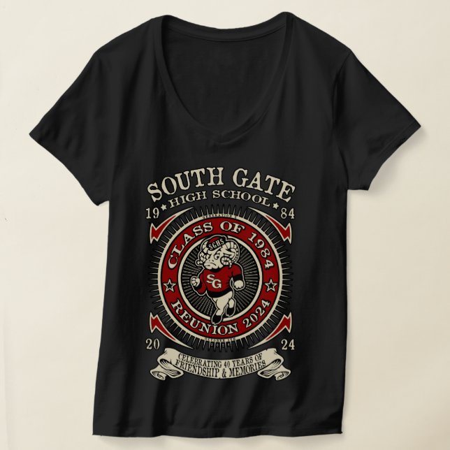 South Gate High School T-Shirt Ramsey Front & Rear (Laydown)