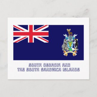 South Georgia & S Sandwich Islands Flag with Name Postcard