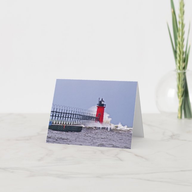 South Haven Lighthouse Mchigan Photo Note Card (Front)