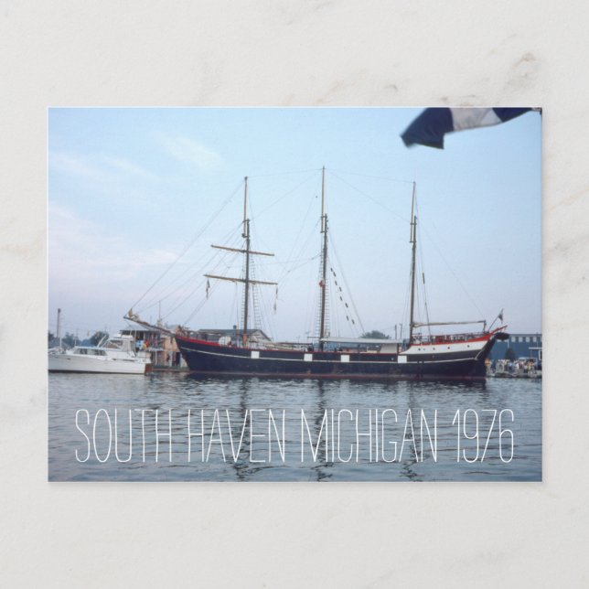 South Haven Michigan Tall Ship 1976 Postcard (Front)