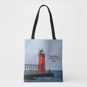 South Haven South Pierhead Light all over tote bag
