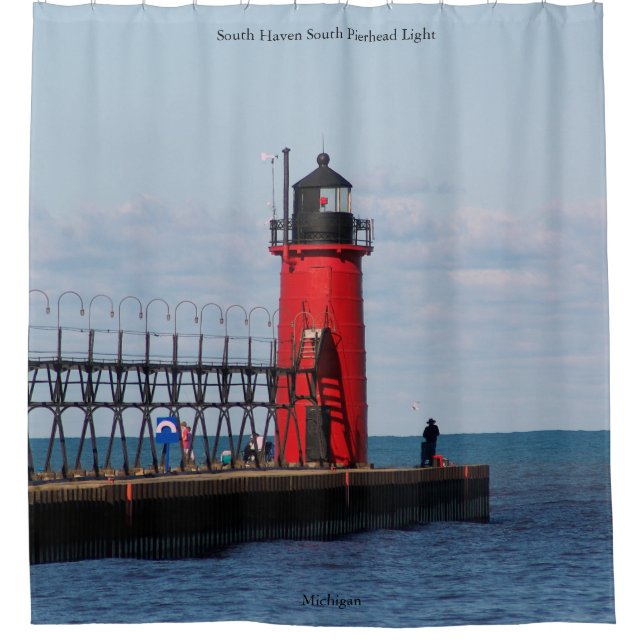 South Haven South Pierhead Light shower curtain (Front)