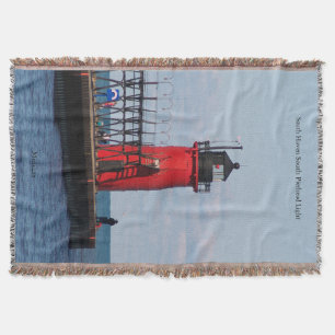 South Haven South Pierhead Light woven blanket