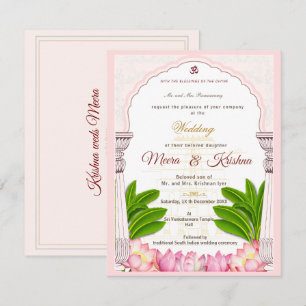South Indian Lotus Temple Wedding Invitation Suite