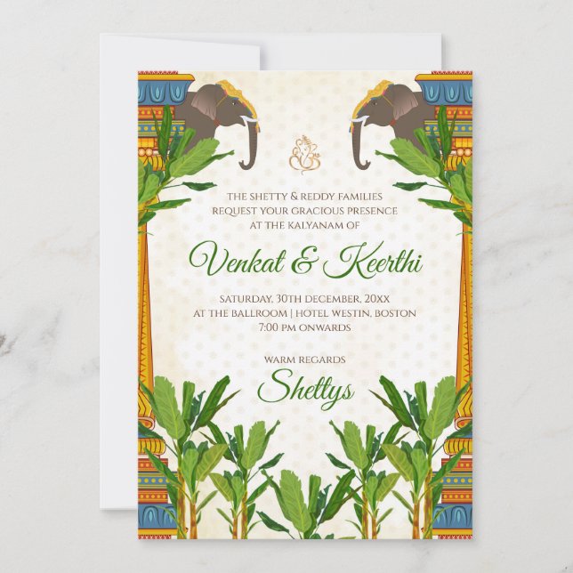 South Indian Wedding cards & Tamil Wedding invite (Front)