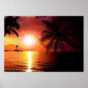 south-island-565242. FANTASY TROPICAL EVENING PALM Poster