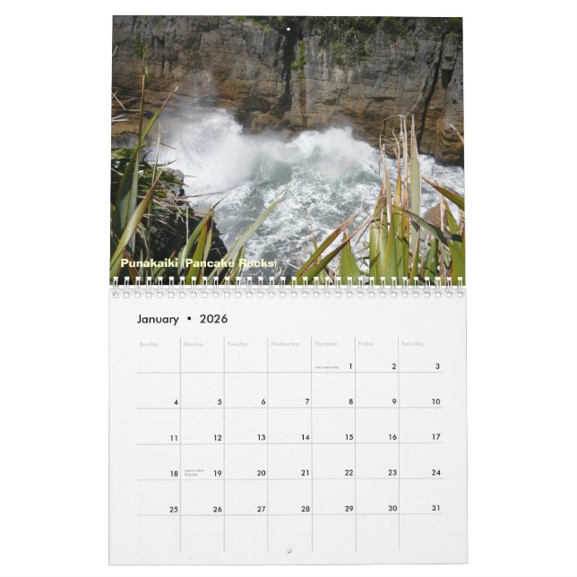 South Island, New Zealand Calendar (Jan 2026)