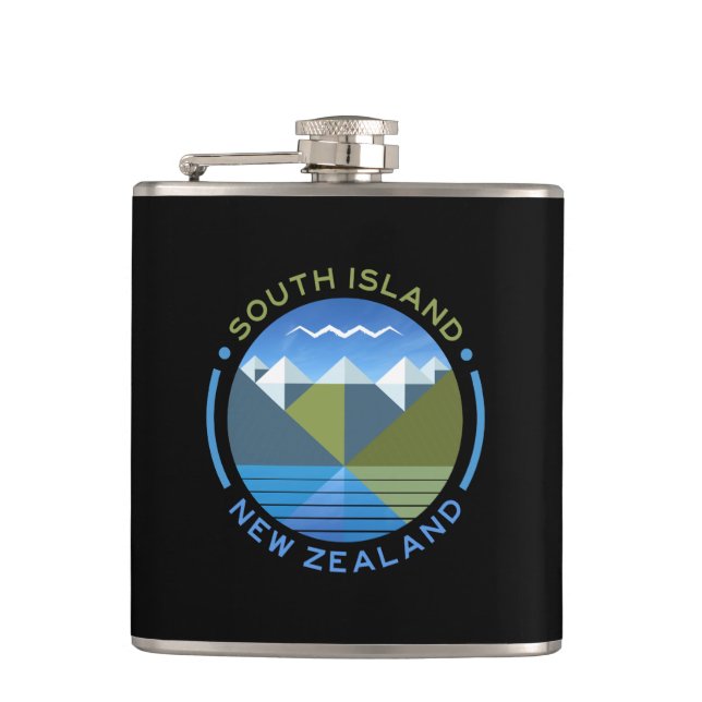 SOUTH ISLAND NEW ZEALAND HIP FLASK (Front)