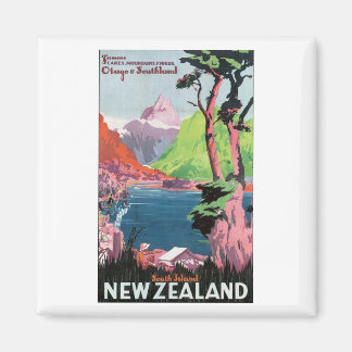 South Island New Zealand Travel Poster Magnet