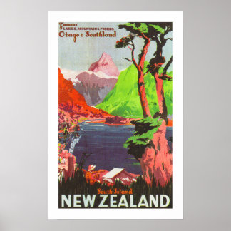 South Island New Zealand (white) Poster