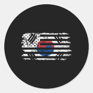South Korea And Us Flag Dual Heritage Classic Round Sticker