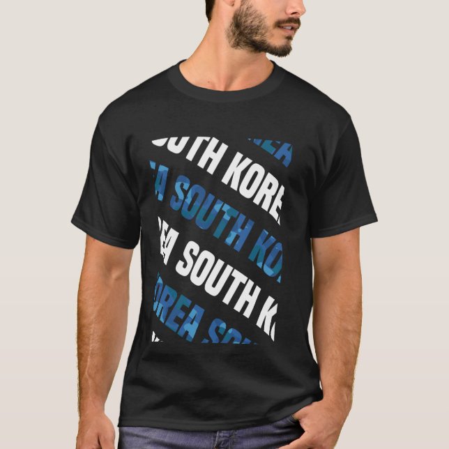 South Korea Camo Pattern Blue Camouflage T-Shirt (Front)