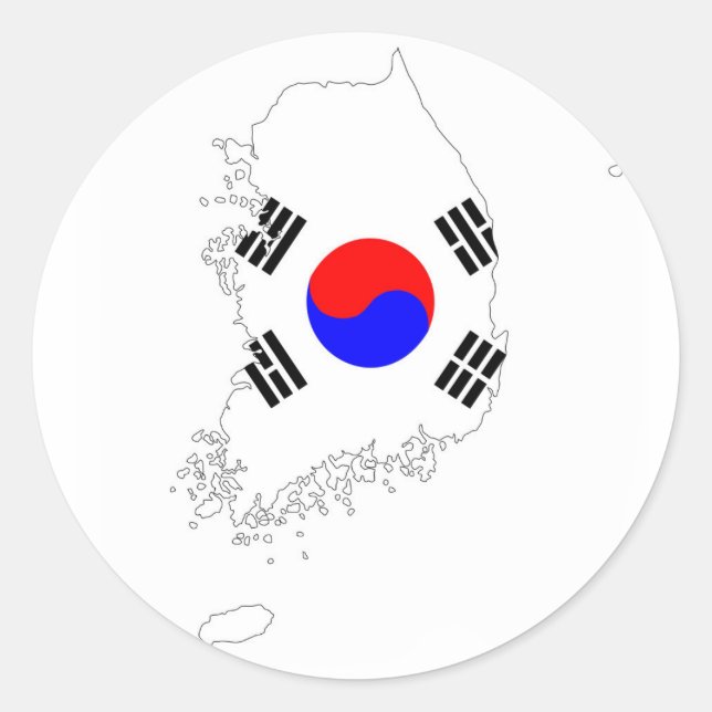 south korea country flag map shape silhouette classic round sticker (Front)