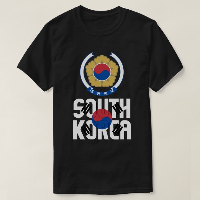 South Korea Flag and Coat Of Arms Patriotic T-Shirt (Design Front)