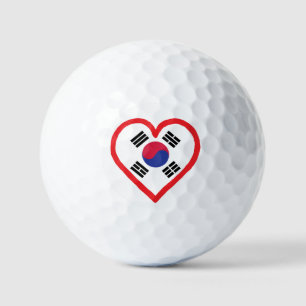 South Korea Flag And Heart Design Golf Balls