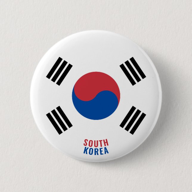 South Korea Flag Charming Patriotic Button (Front)