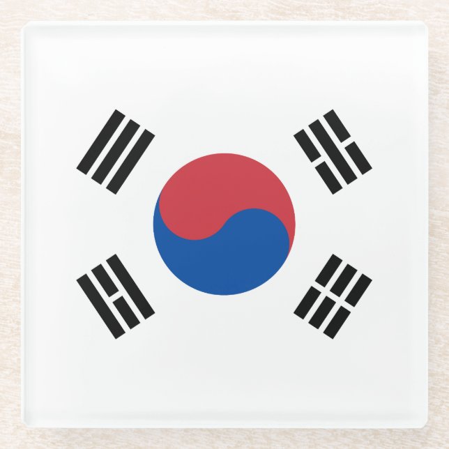 South Korea Flag Glass Coaster (Front)