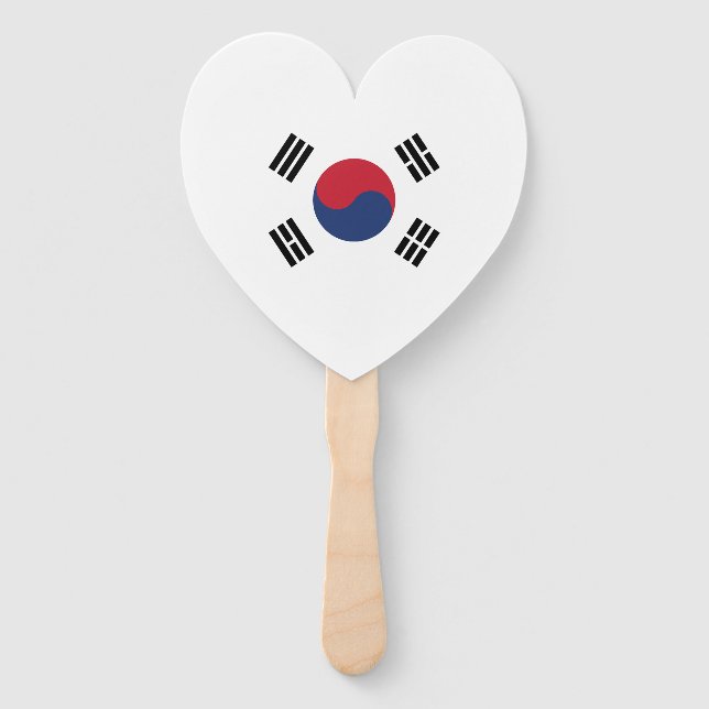 South Korea Flag Heart Hand Fan (Front)