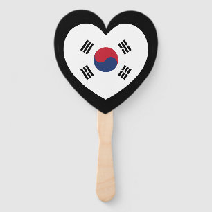 South Korea Flag Heart Hand Fan
